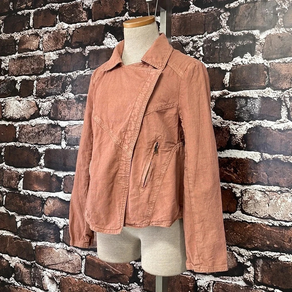 Free People Jacket Linen Orange Size X Small XS - Picture 5 of 16